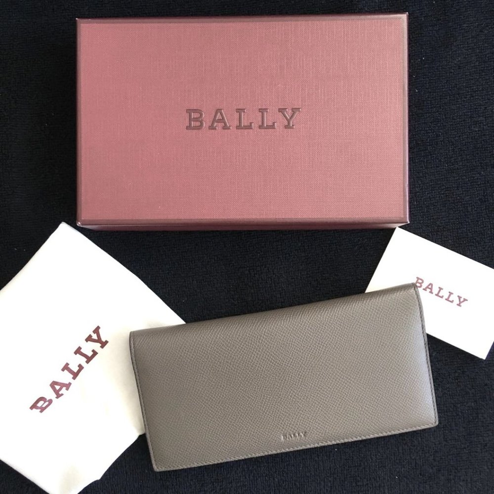 New Bally LONG LEATHER WALLET Elephant Grey